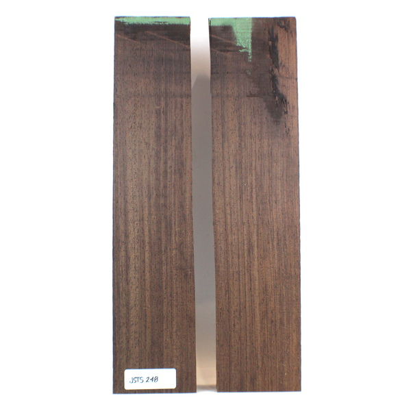 Dimensions (both pieces combined): Thickness 1.875", Width 8.5", Length 19.5".  Two-piece, well-quartered wenge billet with not defect.